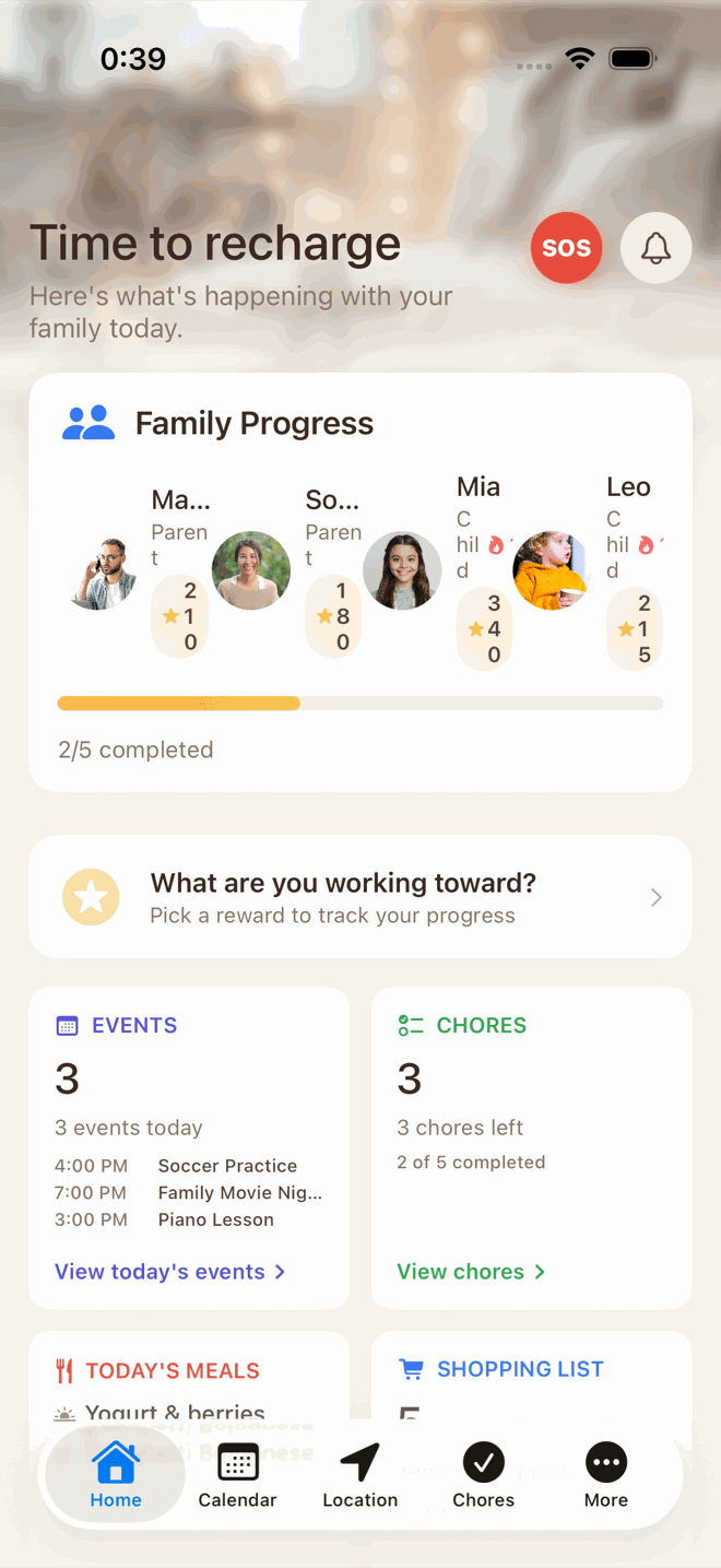 Famicircle home dashboard